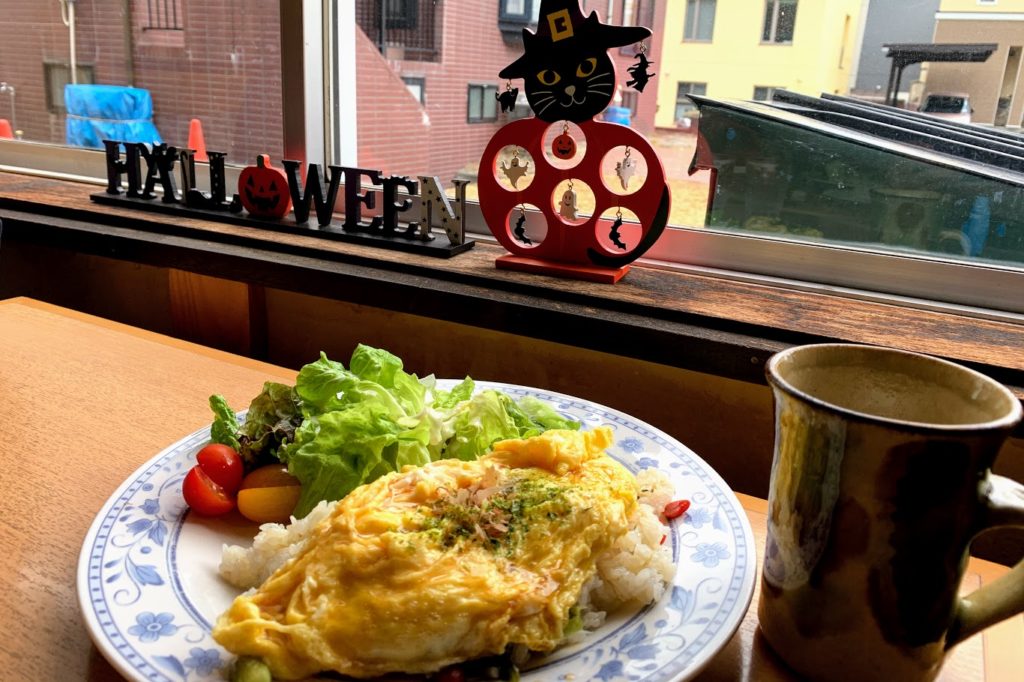 真駒内のカフェ珈琲工房柏丘の和風オムライス