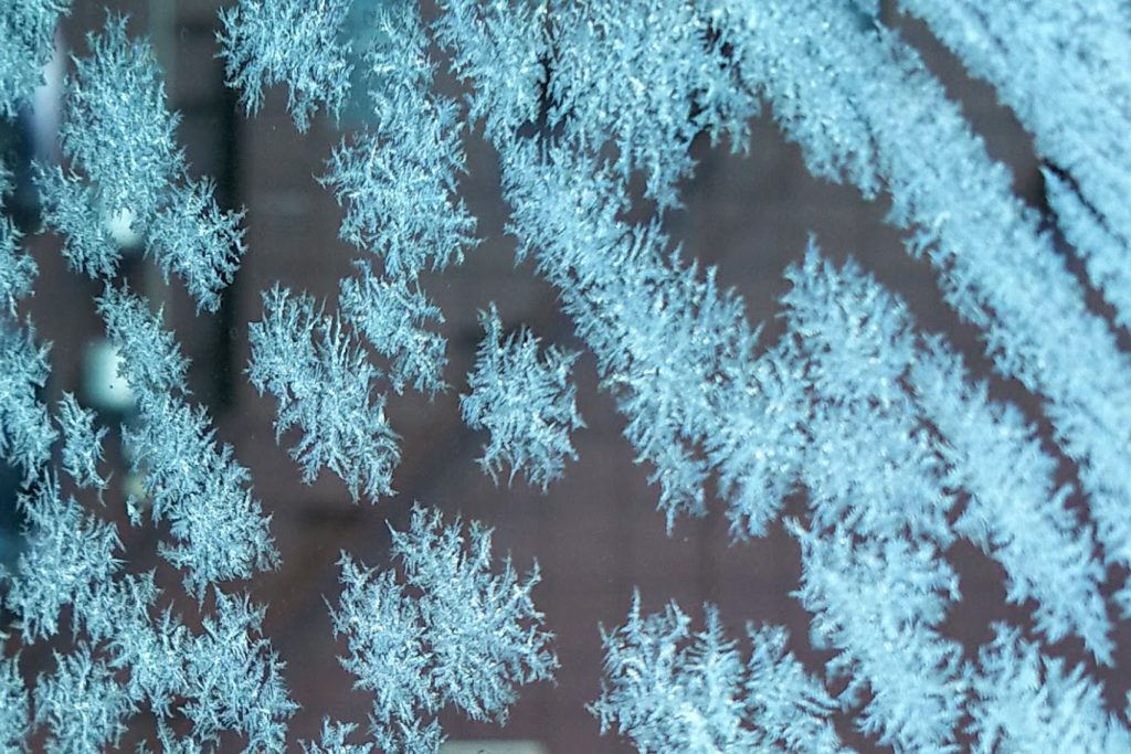 車窓の雪の結晶