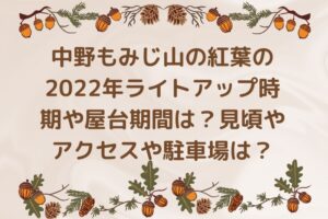 中野もみじ山の紅葉の2022年ライトアップ時期や屋台期間は？見頃やアクセスや駐車場は？