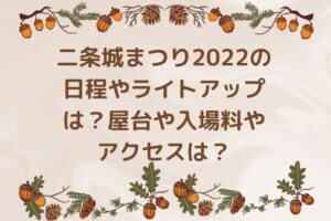 二条城まつり2022の日程やライトアップは？屋台や入場料やアクセスは？