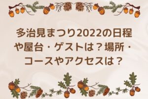 多治見まつり2022の日程や屋台は？場所・コースやアクセスは？