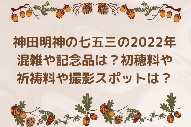 神田明神の七五三の2022年混雑や記念品は?初穂料や祈祷料や撮影スポットは?