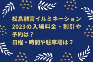 松島離宮イルミネーション2023の入場料金・割引や予約は？日程・時間や駐車場は？