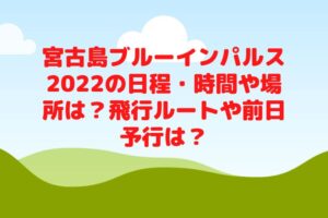 宮古島ブルーインパルス2022の日程・時間や場所は？飛行ルートや前日予行は？