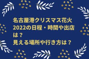 名古屋港クリスマス花火2022の日程・時間や出店は？見える場所や行き方は？