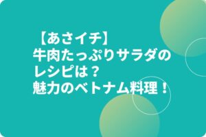 【あさイチ】牛肉たっぷりサラダのレシピは？魅力のベトナム料理！
