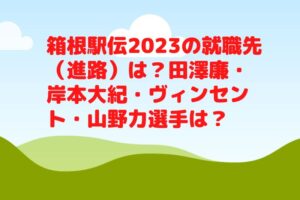 箱根駅伝2023の就職先・進路は？田澤廉・岸本大紀・ヴィンセント・山野力選手は？