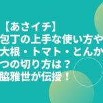 【あさイチ】包丁の上手な使い方や大根・トマト・とんかつの切り方は？脇雅世が伝授！