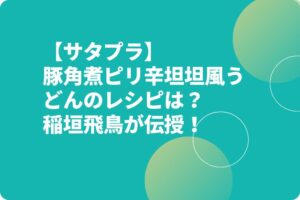 【サタプラ】豚角煮ピリ辛坦坦風うどんのレシピは？稲垣飛鳥が伝授！