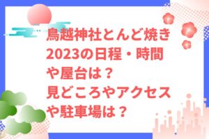 鳥越神社どんど焼き2023の日程・時間や屋台は？見どころやアクセスや駐車場は？　