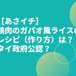 【あさイチ】鶏肉のガパオ風ライスのレシピ（作り方）は？タイ政府公認メニュー？