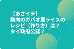 【あさイチ】鶏肉のガパオ風ライスのレシピ（作り方）は？タイ政府公認メニュー？