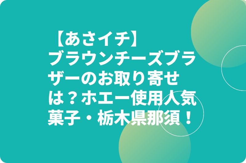 【あさイチ】ブラウンチーズブラザーのお取り寄せは？ホエー使用人気菓子・栃木県那須！