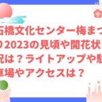 石橋文化センター梅まつり2023の見頃や開花状況は？ライトアップや駐車場やアクセスは？