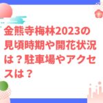 金熊寺梅林2023の見頃時期や開花状況は？駐車場やアクセスは？