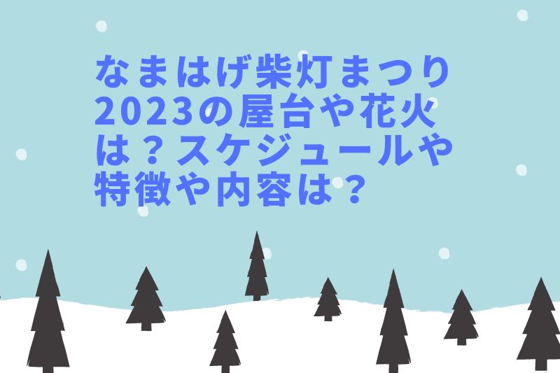 なまはげ柴灯まつり2023の屋台や花火は？スケジュールや特徴や内容は？