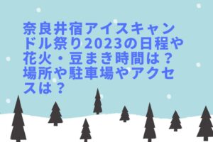 奈良井宿アイスキャンドル祭り2023の日程や花火・豆まき時間は？場所や駐車場やアクセスは？