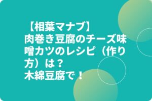 【相葉マナブ】肉巻き豆腐のチーズ味噌カツのレシピ(作り方)は?木綿豆腐で!