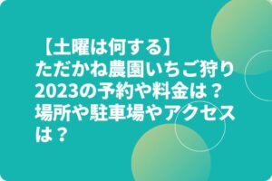 【土曜は何する】ただかね農園いちご狩り2023の予約や料金は？場所や駐車場やアクセスは？