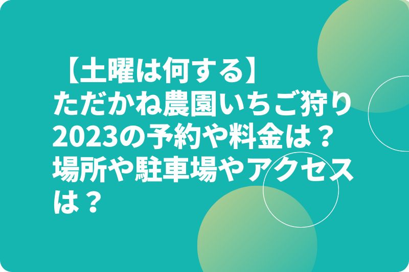 【土曜は何する】ただかね農園いちご狩り2023の予約や料金は？場所や駐車場やアクセスは？