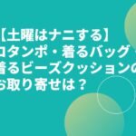 【土曜はナニする】コタンポ・着るバッグ・着るビーズクッションのお取り寄せは？