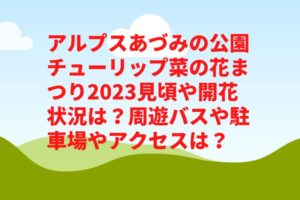アルプスあづみの公園チューリップ菜の花まつり2023見頃や開花状況は？周遊バスや駐車場やアクセスは？