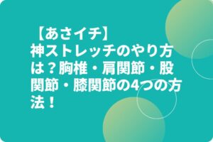 【あさイチ】神ストレッチのやり方は？胸椎・肩関節・股関節・膝関節の4つの方法！