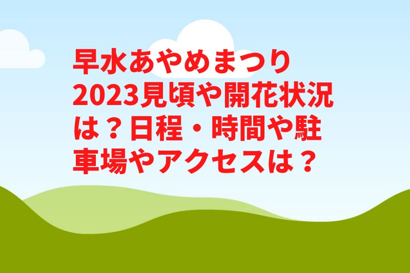 早水あやめまつり2023見頃や開花状況は？駐車場やアクセスは？