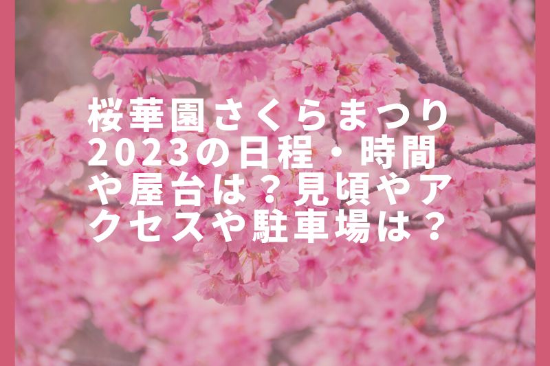 桜華園さくらまつり2023の日程・時間や屋台は？見頃やアクセスや駐車場は？