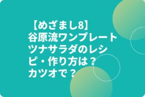【めざまし8】谷原流ワンプレートツナサラダのレシピ・作り方は？カツオで？
