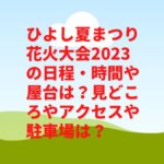 ひよし夏まつり花火大会2023の日程・時間や屋台は？見どころやアクセスや駐車場は？