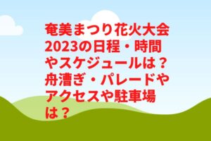 奄美まつり花火大会2023の日程・時間や中止は？舟漕ぎ・パレードやアクセスや駐車場は？　