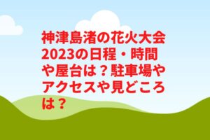神津島渚の花火大会2023の日程・時間や屋台は？駐車場やアクセスや見どころは？　