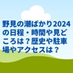 野見の潮ばかり2024の日程・時間や見どころは？歴史や駐車場やアクセスは？
