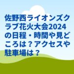 佐野西ライオンズクラブ花火大会2024の日程・時間や見どころは？アクセスや駐車場は？