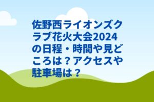 佐野西ライオンズクラブ花火大会2024の日程・時間や見どころは？アクセスや駐車場は？