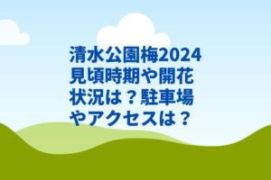 清水公園梅2024見頃時期や開花状況は？駐車場やアクセスは？