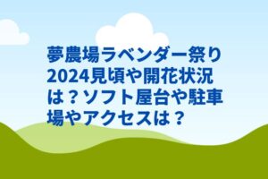 夢農場ラベンダー祭り2024見頃や開花状況は?ソフト屋台や駐車場やアクセスは?