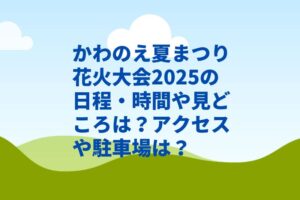 かわのえ夏まつり花火大会2025の日程・時間や見どころは？アクセスや駐車場は？