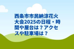 西条市市民納涼花火大会2025の日程・時間や屋台は?アクセスや駐車場や交通規制は?